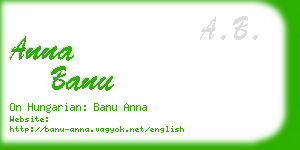 anna banu business card